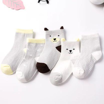 5 paires / lots de chaussettes en coton doux pour enfants garçons filles bébé bande de mode bande chaude automne hiver 0-8 ans chaussettes de dessin animé pour enfants