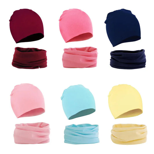 2 pièces bébé Bonnet chapeau écharpe ensemble coton enfants casquette pour filles garçons élastique couleur bonbon enfant en bas âge chapeau enfants accessoires infantile Bonnet