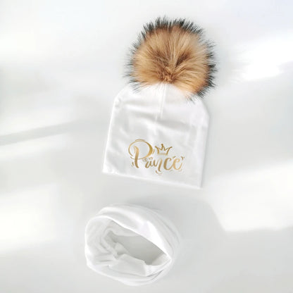 Ensemble de chapeaux pour filles, lettres dorées, princesse, prince, couronne, chapeau pour garçon, bonnet en coton tricoté pour enfants