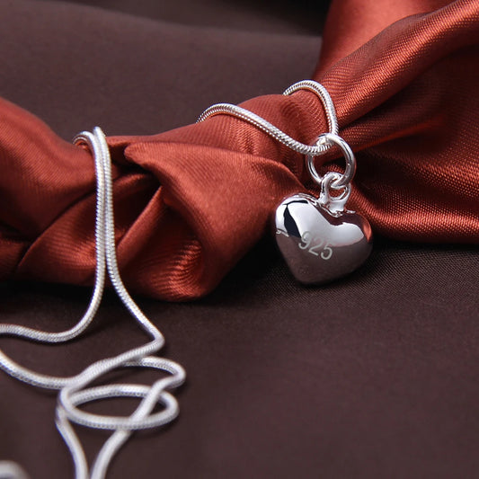 DOTEFFIL – collier avec pendentif en forme de petit cœur en argent Sterling 925, chaîne serpent de 16 à 30 pouces pour femmes, breloque de mariage, bijoux à la mode