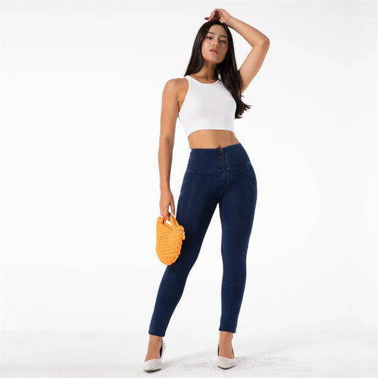 Shascullfites mélodie gris taille haute fermeture éclair mouche jean jegging bout à bout jean taille haute jean extensible bleu noir gris Denim