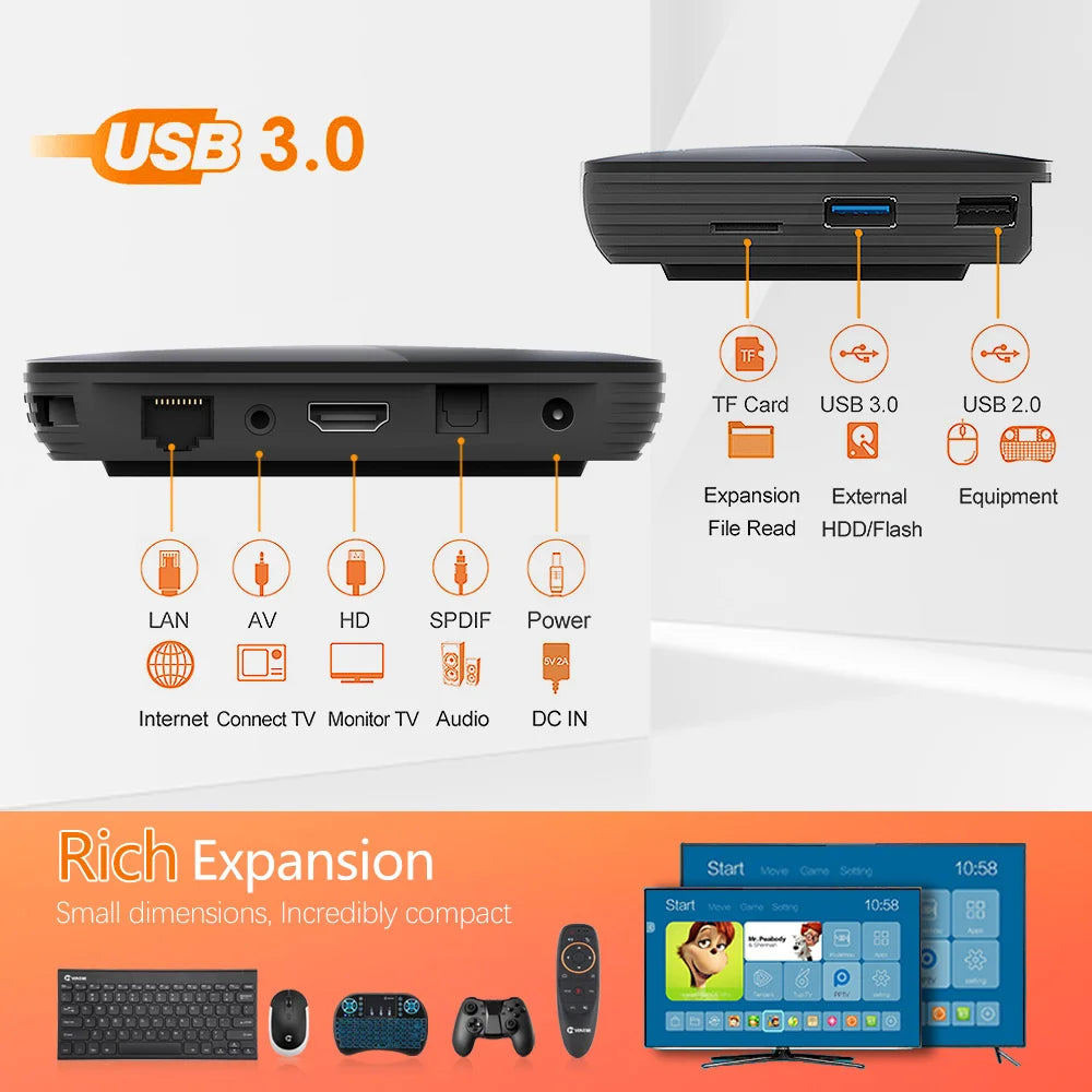 VONTAR X3 4GB 128GB 8K TV BOX Android 9 Smart Android TVBOX 9.0 Amlogic S905X3 Wifi 1080P BT 4K décodeur 4GB 64GB 32GB