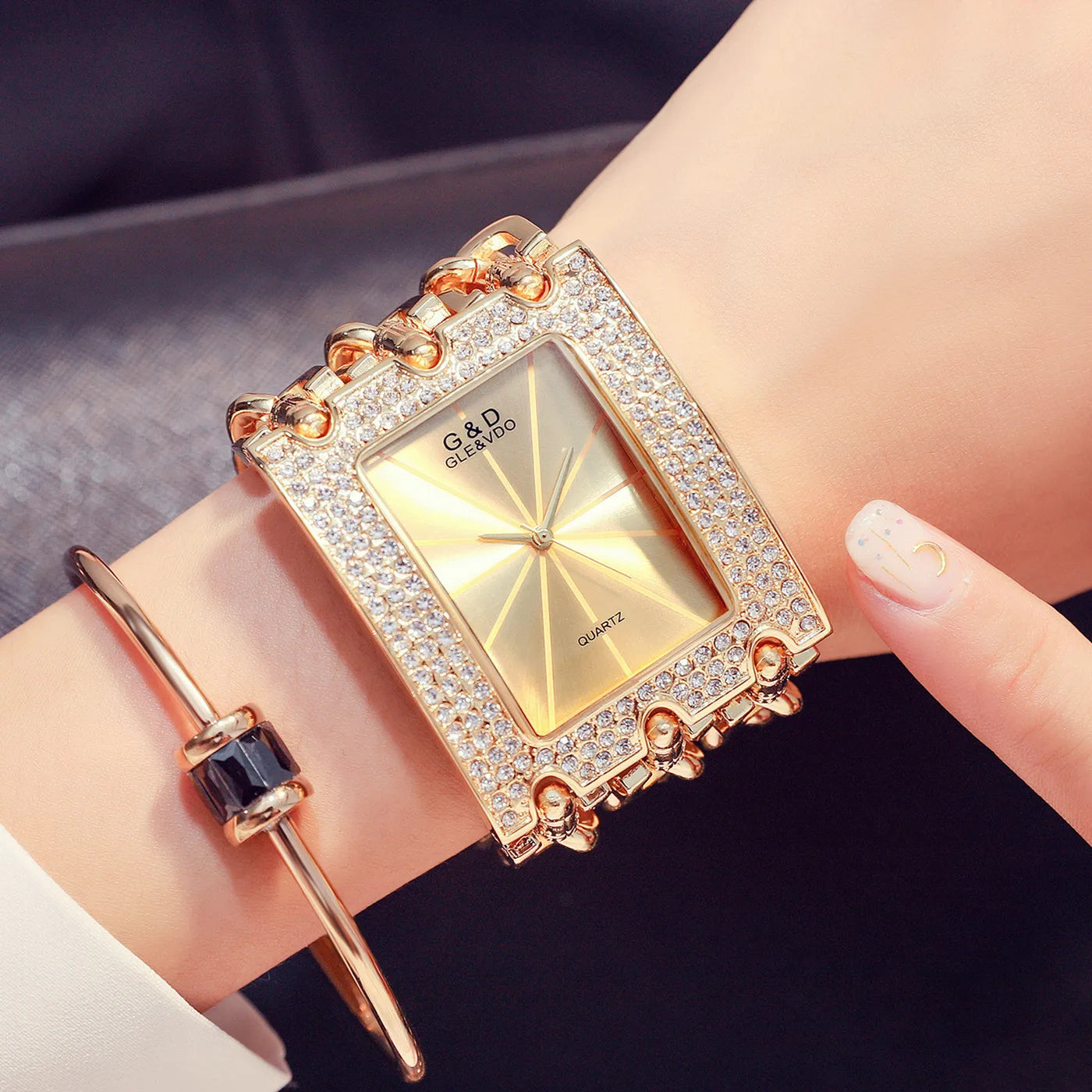 G & D-Montre-bracelet décontractée pour femme, trois JOQuartz,
