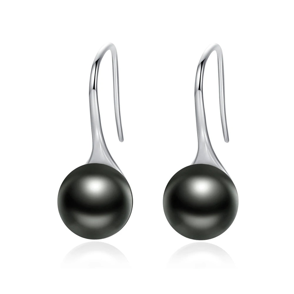 BAMOER 925 en argent Sterling élégant rond pur amour perle boucles d'oreilles pour femmes bijoux Brincos blanc, noir violet rose SCE037