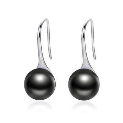 BAMOER 925 en argent Sterling élégant rond pur amour perle boucles d'oreilles pour femmes bijoux Brincos blanc, noir violet rose SCE037