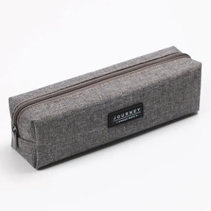 Trousse à crayons en toile bleue à rayures de couleur unie,