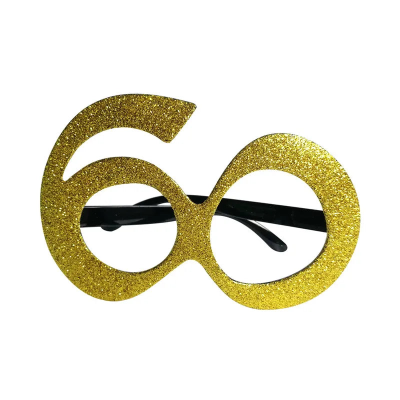 Pailles en papier à rayures dorées, 1 sac, numéro 30e 40e 50e 60e, lunettes à ceinture, pailles à boissons joyeux anniversaire pour adultes, décoration de fête en ballon