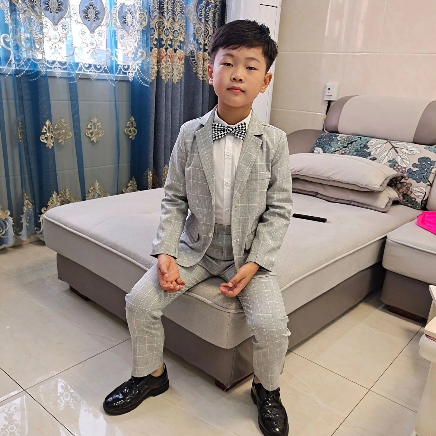 Robe d'uniforme scolaire pour garçons, olympiques d'anniversaire formels pour mariages, pantalons blazer, ensembles de vêtements pour enfants, fête de gentleman, 2 pièces, F64