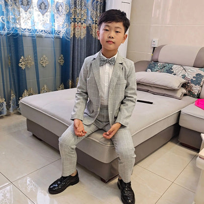 Robe d'uniforme scolaire pour garçons, olympiques d'anniversaire formels pour mariages, pantalons blazer, ensembles de vêtements pour enfants, fête de gentleman, 2 pièces, F64