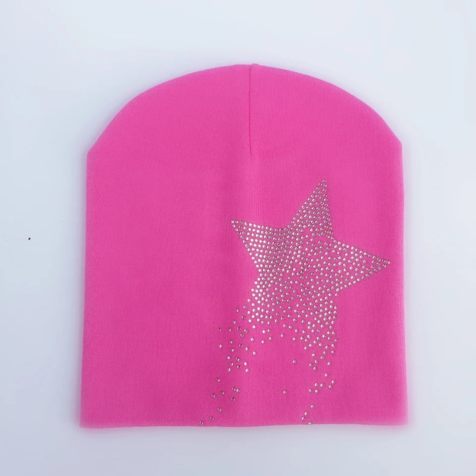 Bonnet de princesse en coton avec diamant pour bébé fille et garçon, casquette pour enfant en bas âge, automne