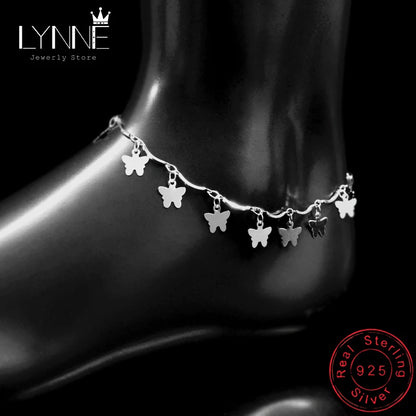 Bracelets de cheville bohème en argent regardé 925 pour femmes et filles, bracelets de cheville, bracelet de plage, bijoux de jambe, cadeau, coeur plus foncé, nouveauté
