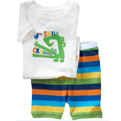 Ensemble de Vêtements 100% Coton pour Bébé Garçon de 2, 3, 4, 5, 6, 7 Ans, T-shirt et Pantalon en Forme de Crocodile Vert