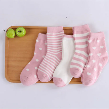 5 paires / lots de chaussettes en coton doux pour enfants garçons filles bébé bande de mode bande chaude automne hiver 0-8 ans chaussettes de dessin animé pour enfants
