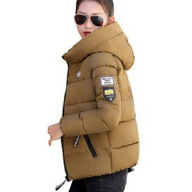 INSTYLISH Parka d'hiver à capuche pour femme, manteau court épais et chaud,