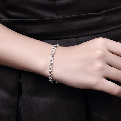 DOTEFFIL 925 en argent Sterling 18K or boîte ronde chaîne Bracelet pour les femmes mode charme mariage fiançailles fête bijoux