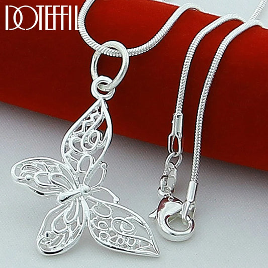 DOTEFFIL – collier avec pendentif papillon en argent Sterling 925, chaîne serpent de 18/20/22/24/28/30 pouces pour femmes, bijoux de fiançailles et de mariage