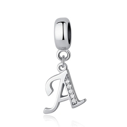925 argent Sterling breloque perle Vintage Alphabet A-Z lettre pendentif breloques ajustement marque Bracelets colliers femmes bijoux à bricoler soi-même