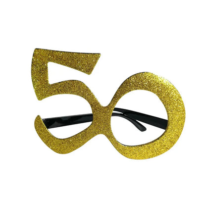Pailles en papier à rayures dorées, 1 sac, numéro 30e 40e 50e 60e, lunettes à ceinture, pailles à boissons joyeux anniversaire pour adultes, décoration de fête en ballon