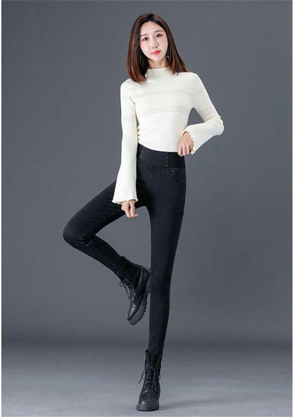 Jean crayon taille haute pour femme, pantalon skinny classique, pantalon en denim décontracté, streetwear, lavage commandé, grande taille 38, fjeros