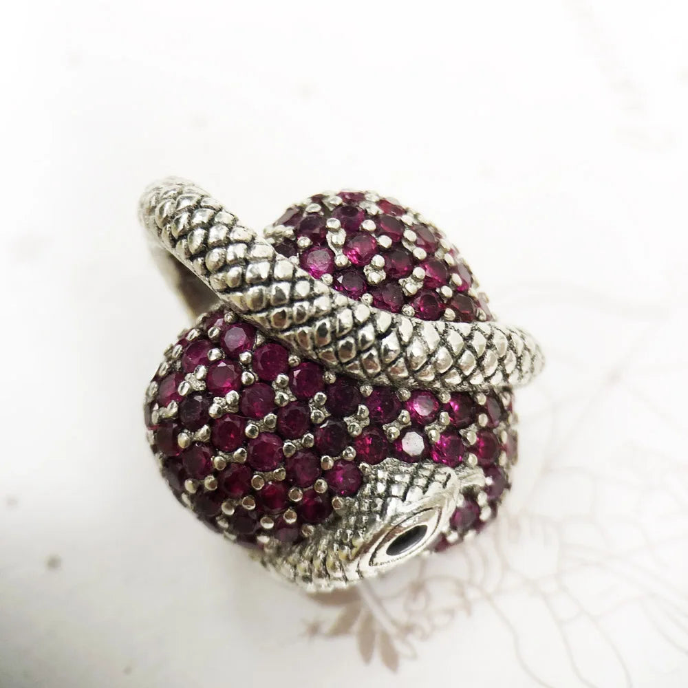 Pendentif serpent avec cœur, bijoux d'amour à la mode, en argent Sterling 925, accessoire Vintage, cadeau pour femmes