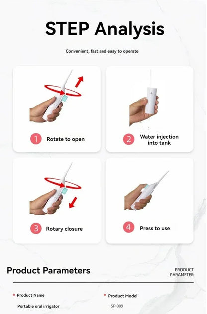Nettoyeur de dents manuel à haute pression, irrigateur buccal domestique, Portable, eau propre, fil dentaire, cure-dents manuel