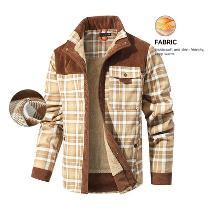 Vestes d'hiver pour hommes, coupe-vent, chaud, décontracté, manteau bombardier à carreaux, doublure Sherpa, flanelle, extérieur, classique, doux, taille américaine