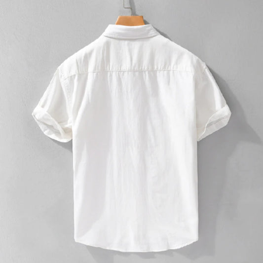 Chemises à manches courtes en pur coton pour hommes, Streetwear fin et doux, Vêtements décontractés, Nouveau, Été, FY723