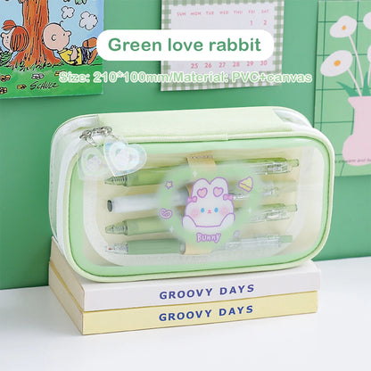 Trousse à crayons transparente de grande capacité