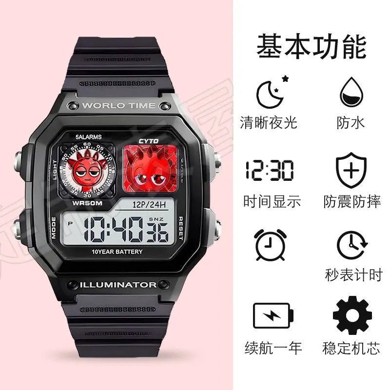 Kawaii Sprunki dessin animé enfants montre Sport montres bracelet en Silicone LED étanche montre numérique pour enfants montre-bracelet électronique