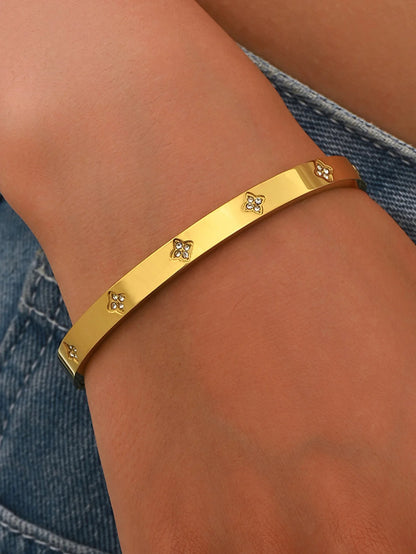 Ensemble de bracelets en acier inoxydable zircon, élégant, simple et polyvalent, étanche et ne se décolore pas facilement, 1/5 pièces