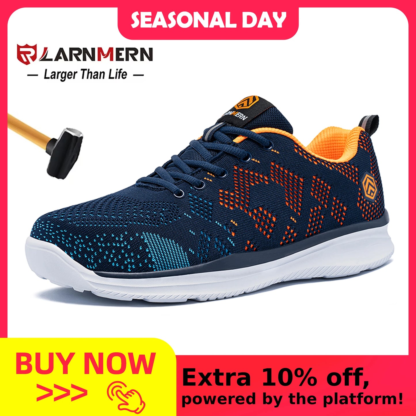 LARNMERN chaussures de sécurité pour le travail hommes bout en acier Construction baskets bottes Anti-crevaison anti-dérapant femmes chaussures