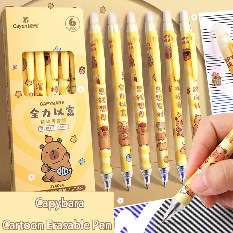 Ensemble de stylos Gel Capybara Panda, 6 pièces