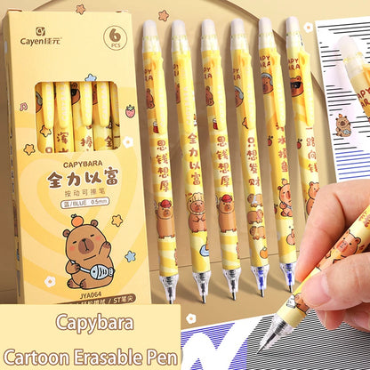 Ensemble de stylos Gel Capybara Panda, 6 pièces