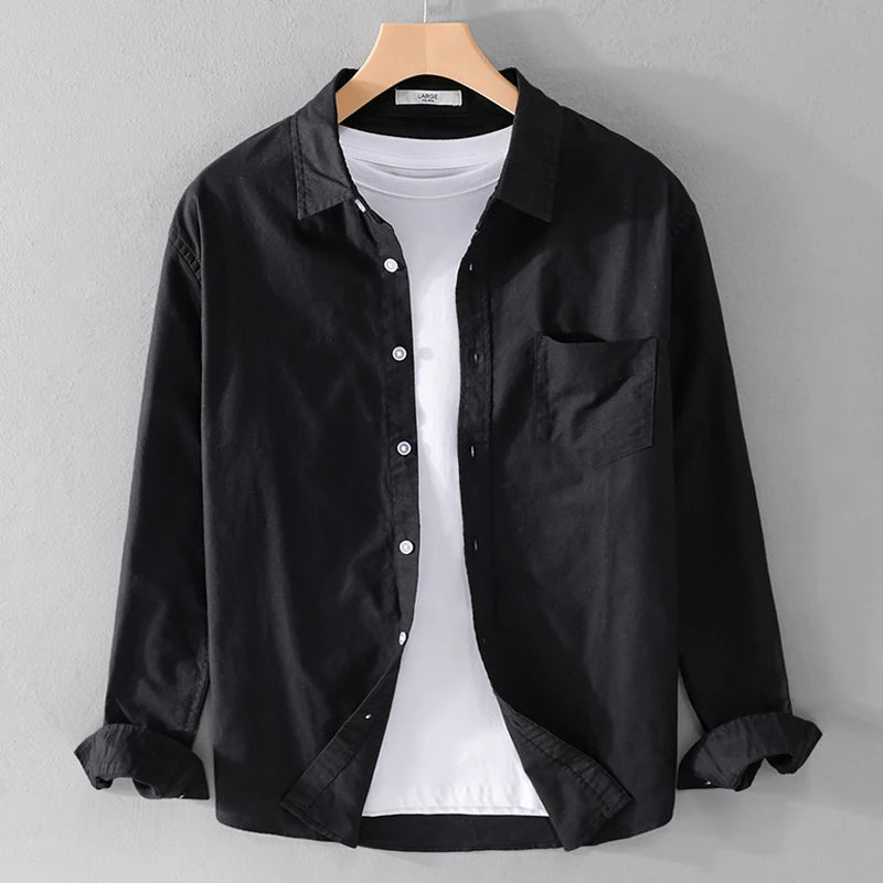 Ox Cloth irt hommes décontracté Long Sve couleur Pure été Busin décontracté polyvalent coupe ample jeunesse tendance anti-déversement