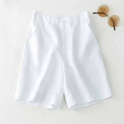 Style coréen pour l'été femmes Shorts lin demi genou longueur mi large femme pantalons courts Bermuda offre esthétique chaud Streetwear