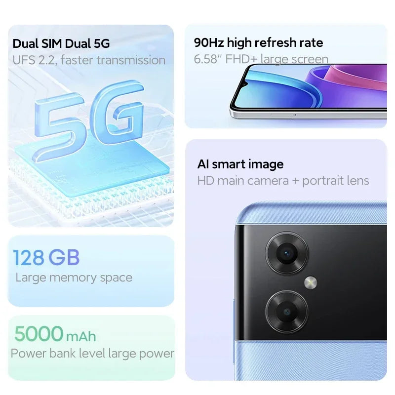 Global Rom Xiaomi Redmi Note 11R 4/6/8GB + 128GB MTK700 5000mAh 5G Smartphone 90 Hz 6.58 "FHD + 13MP Bluetooth 5.1 téléphones mobiles