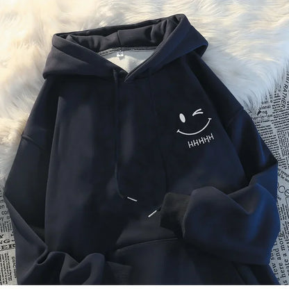 Femmes souriant visage drôle mode Couple pull à capuche américain lourd ample épaissi cachemire sweat à capuche pour garçon pull haut