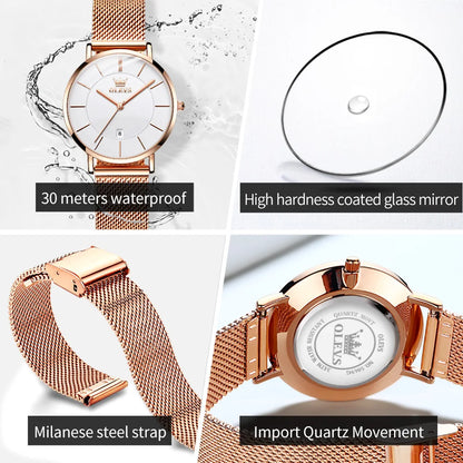 OLEVS 5869 marque de luxe femmes montre exquise maille étanche Ultra mince 6.5mm