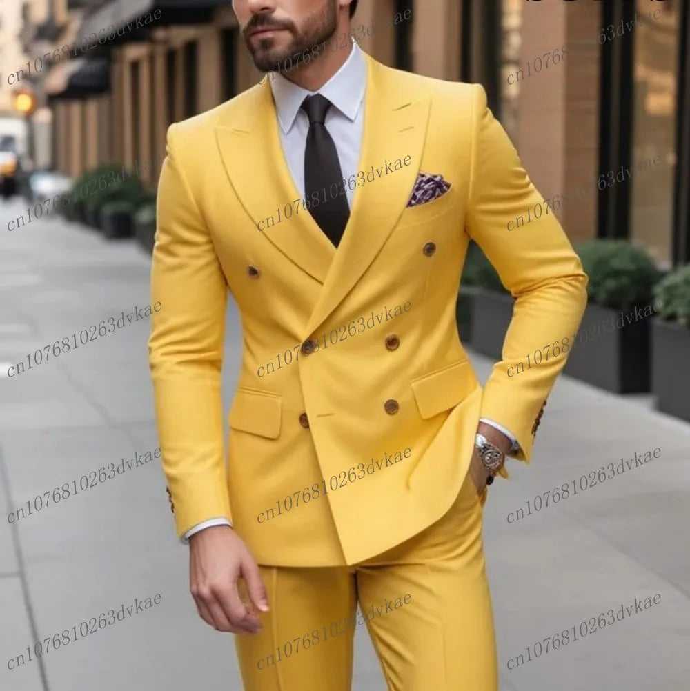 Nouveau Orange mode affaires hommes costume marié Groomsman fête de mariage bal mâle Occasion formelle Tuxedos 2 pièces ensemble Blazer pantalon