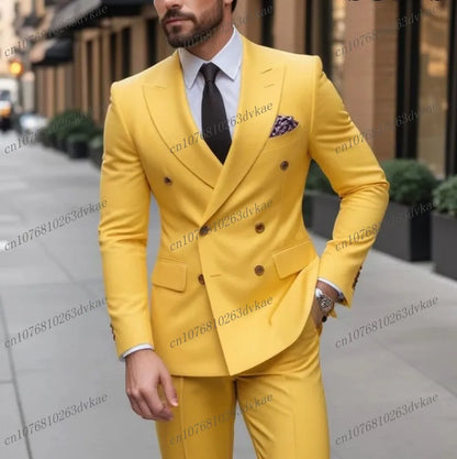 Nouveau Orange mode affaires hommes costume marié Groomsman fête de mariage bal mâle Occasion formelle Tuxedos 2 pièces ensemble Blazer pantalon