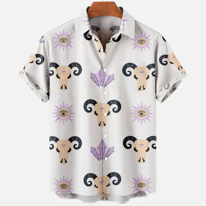 Chemise hawaïenne à manches courtes pour hommes, vêtements amples et respirants, imprimé diable horreur en 3d, été, 2024