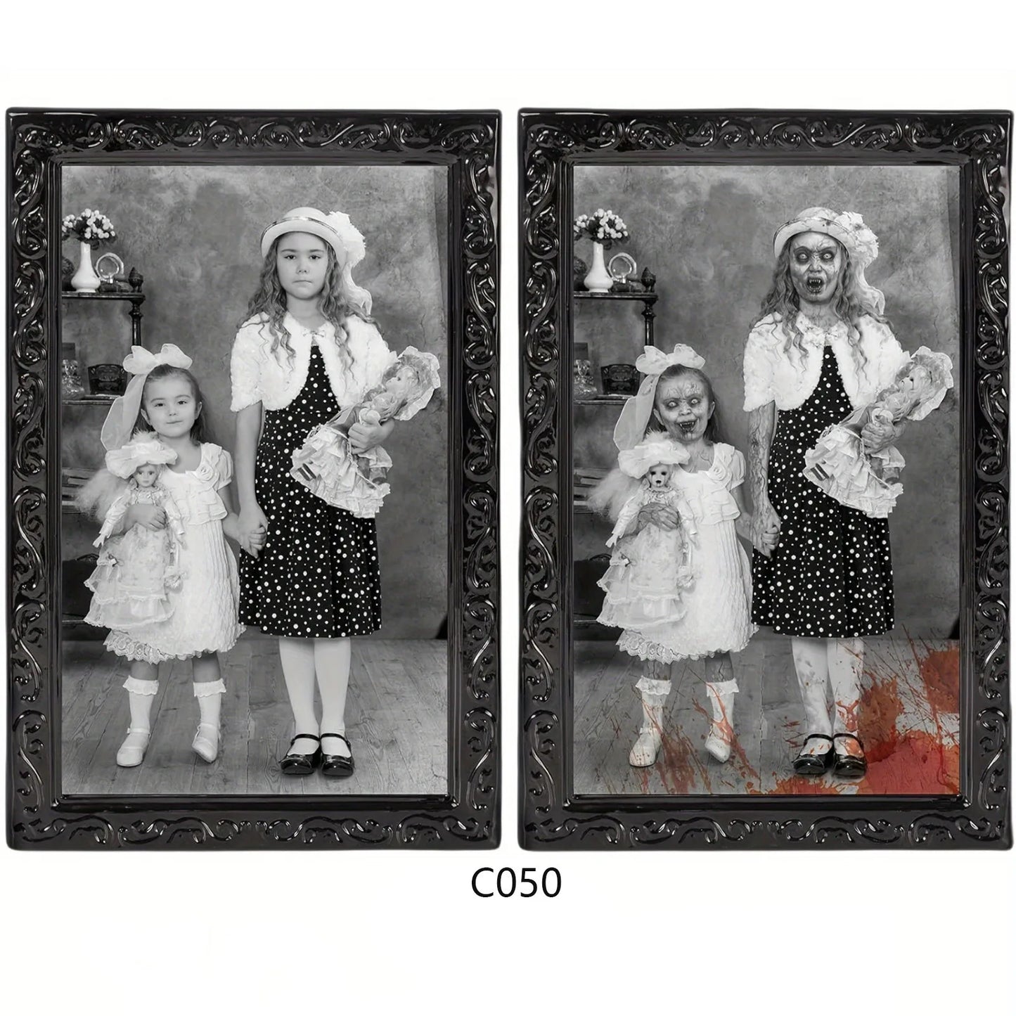 Décor Mural Effrayant d'Halloween 3D Proxy, Cadres d'Images Mobiles, Portrait Gothique, Affiche d'Horreur, Décoration de Manoir, Fourniture de ix