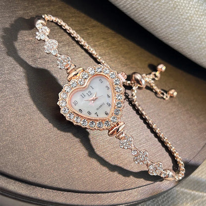Montres à Quartz en acier inoxydable pour femmes, cloutées en strass et diamants, montre-Bracelet avec Bracelet réglable, décoration de poignet