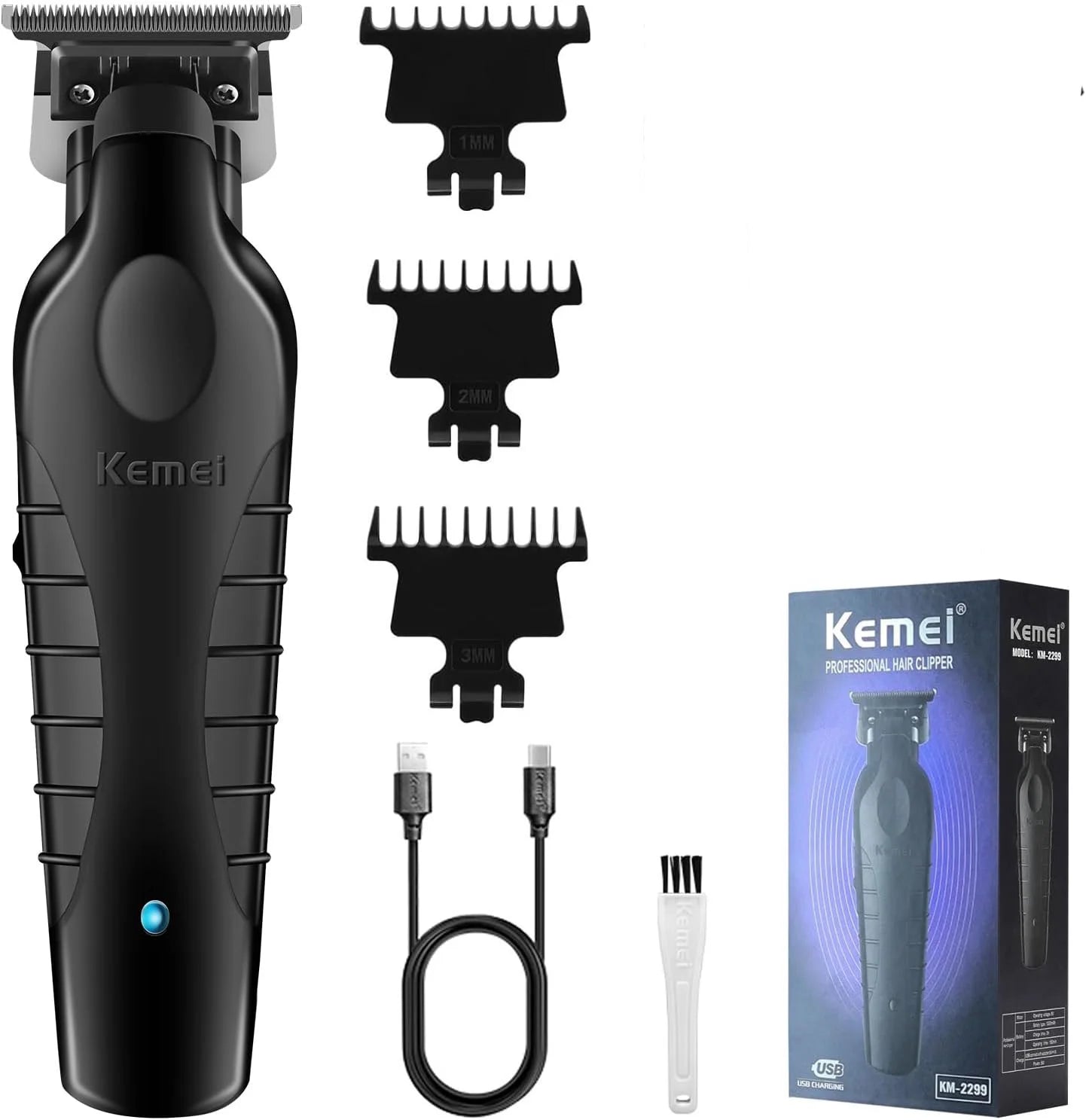 Kemei 2299 barbier zéro écart tondeuse professionnelle sans fil 0mm