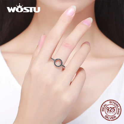 WOSTU 2019 grosses soldes argent Sterling réel 925 anneaux de doigts de cercle chanceux pour les femmes bijoux de mode cadeau livraison directe CQR041
