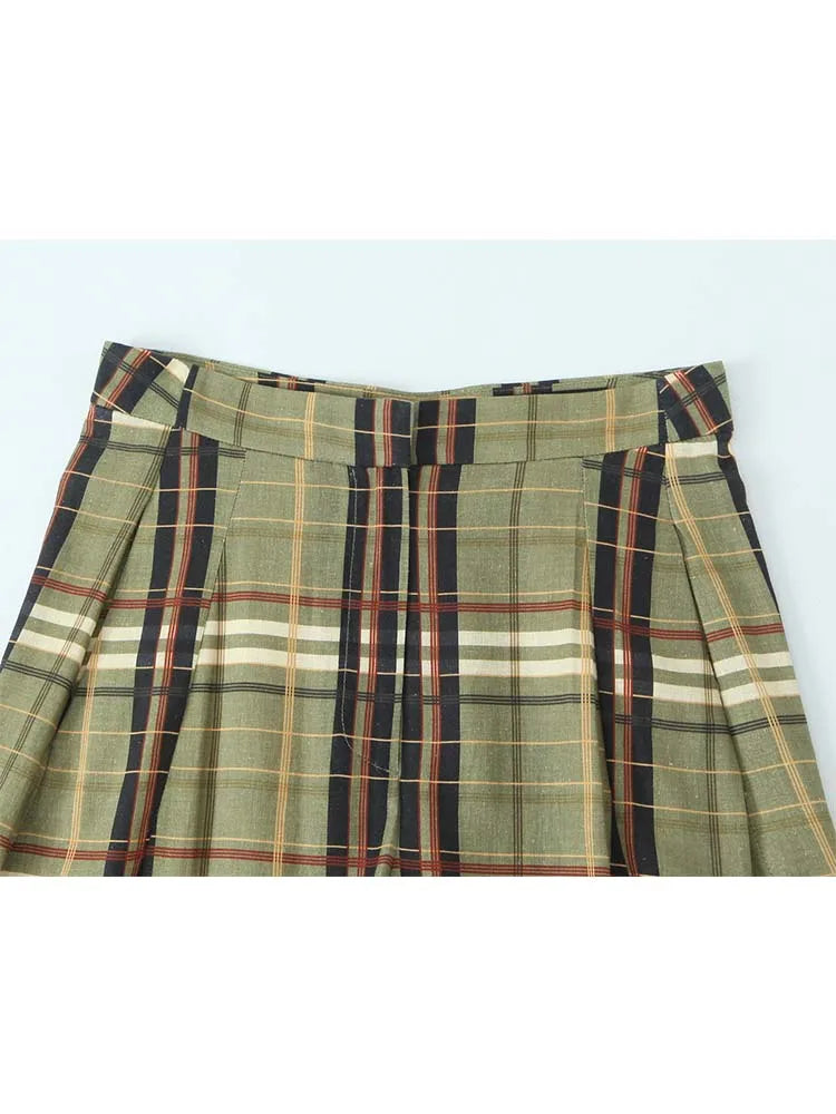 TRAF Chic sens du Design femmes pantalons longs droits pantalons amples mode 2025 automne grille rayure pantalons décontractés