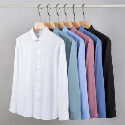 Chemise à Manches sulfAnti-déformable pour Homme, Coupe Cintrée, Blouse de Bureau Blanche, Nouvelle Collection, 5XL
