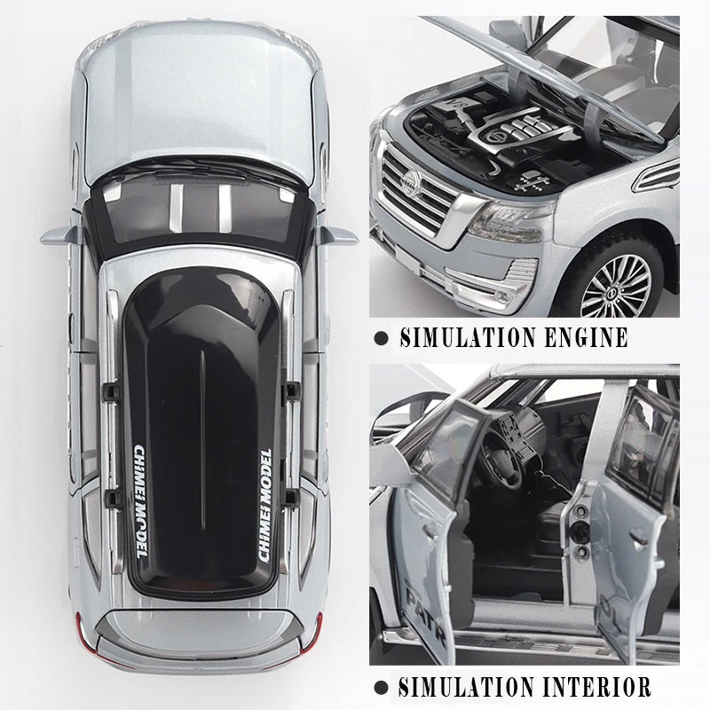 Nissan Patrol – SUV tout-terrain en alliage métallique moulé sous pression, modèle de voiture à retirer, série son et lumière, jouet pour garçons, cadeau d'anniversaire, 1:32