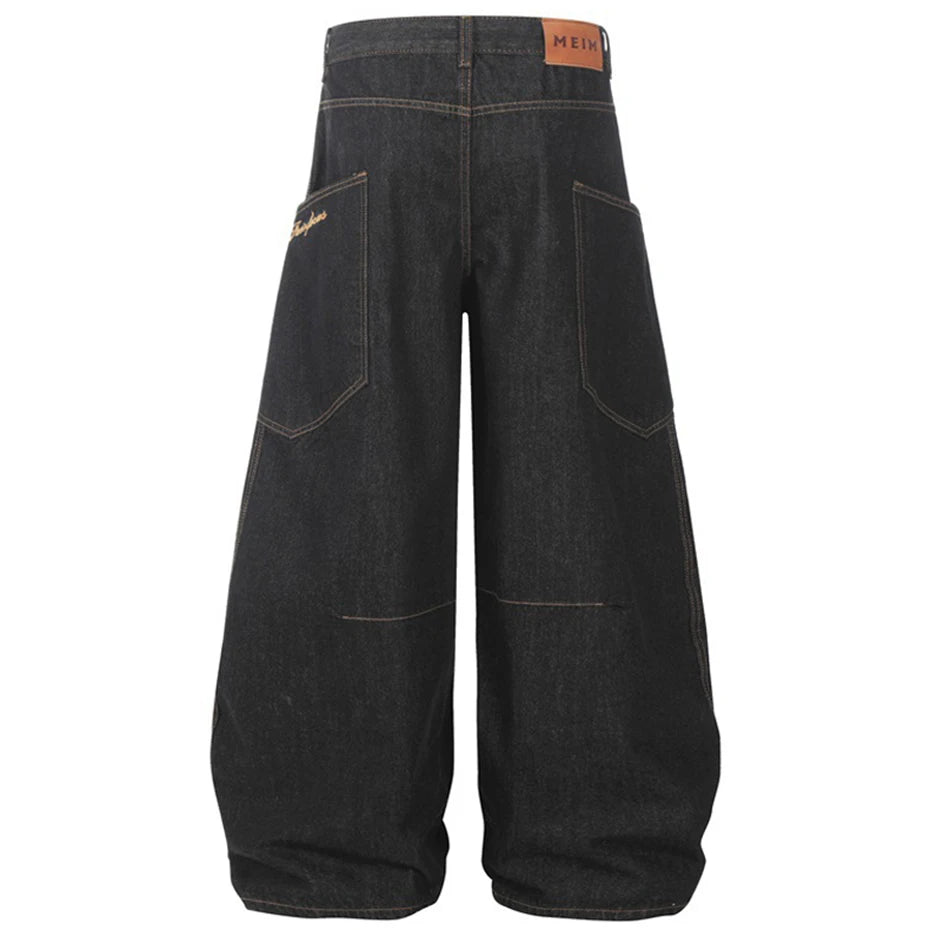 Jean Baggy à jambes larges pour hommes, pantalon en Denim ample avec poches latérales, Streetwear Harajuku Hip Hop