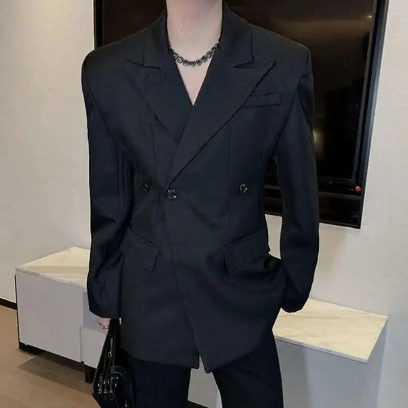 IEFB hommes Blazers nouvelle couleur unie tridimensionnel épaule conception printemps hommes vêtements élégant revers costume veste Club 9W1418